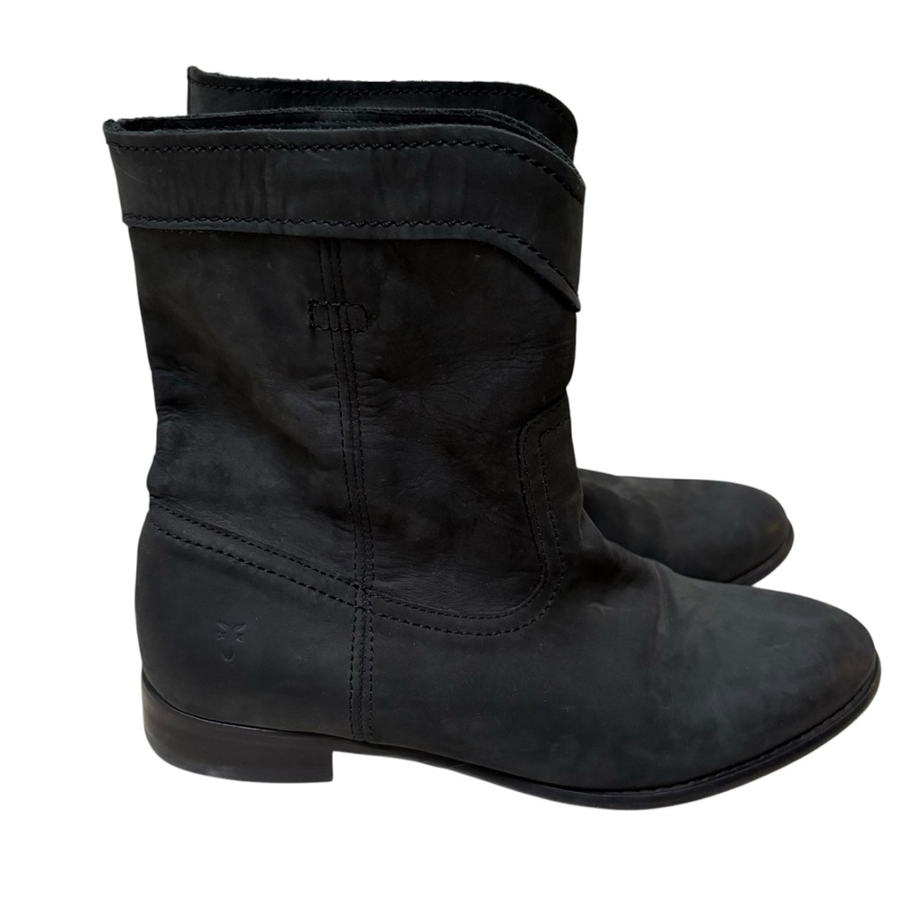 Frye Black Leather Short Shaft Ankle Boots